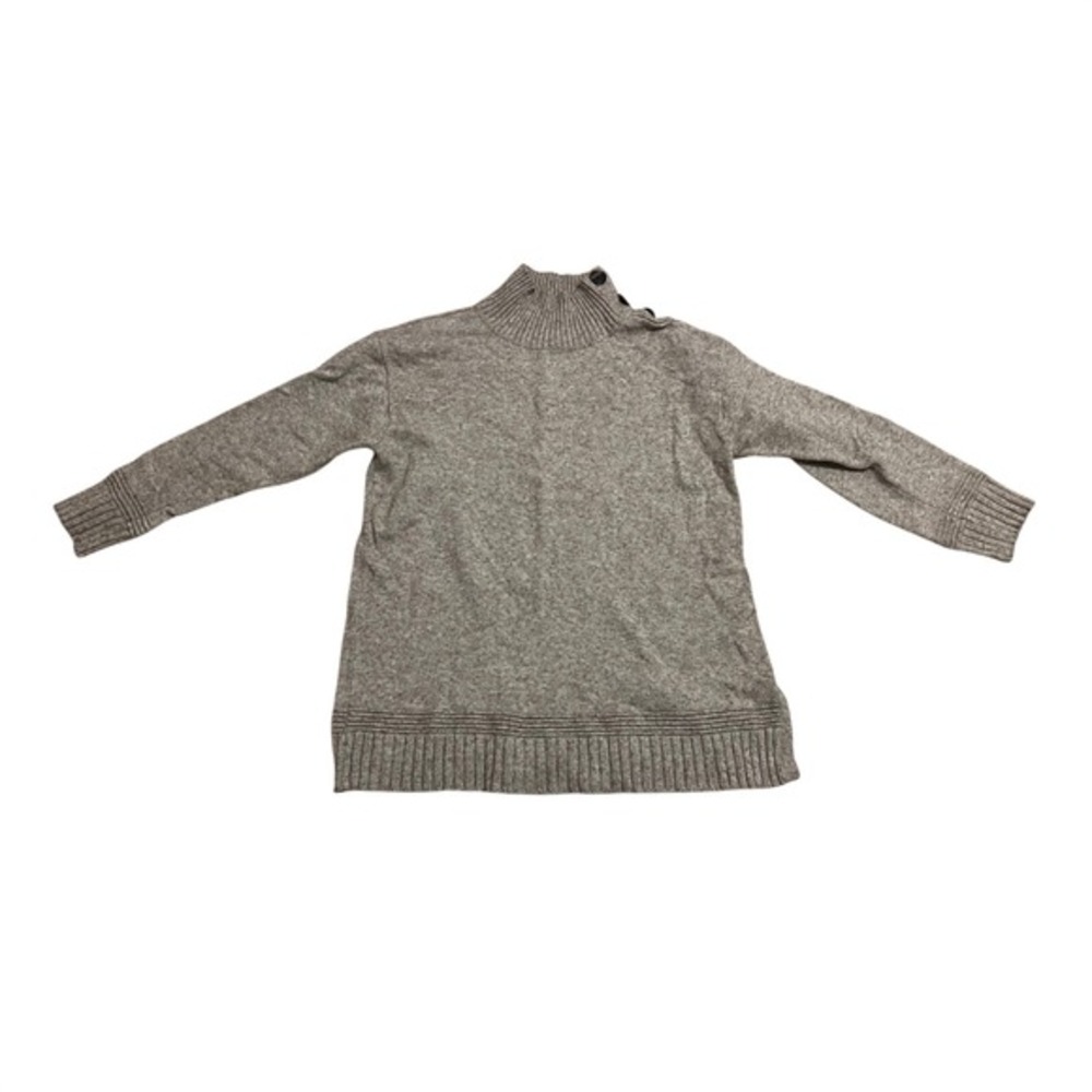 Anthropologie Mock Neck Button Detail Tunic Sweater‎ Beige Size Medium